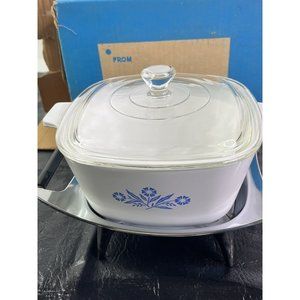 Corning Ware Cornflower Rare Party Buffet Casserole Dish Lid WARMING STAND P-20